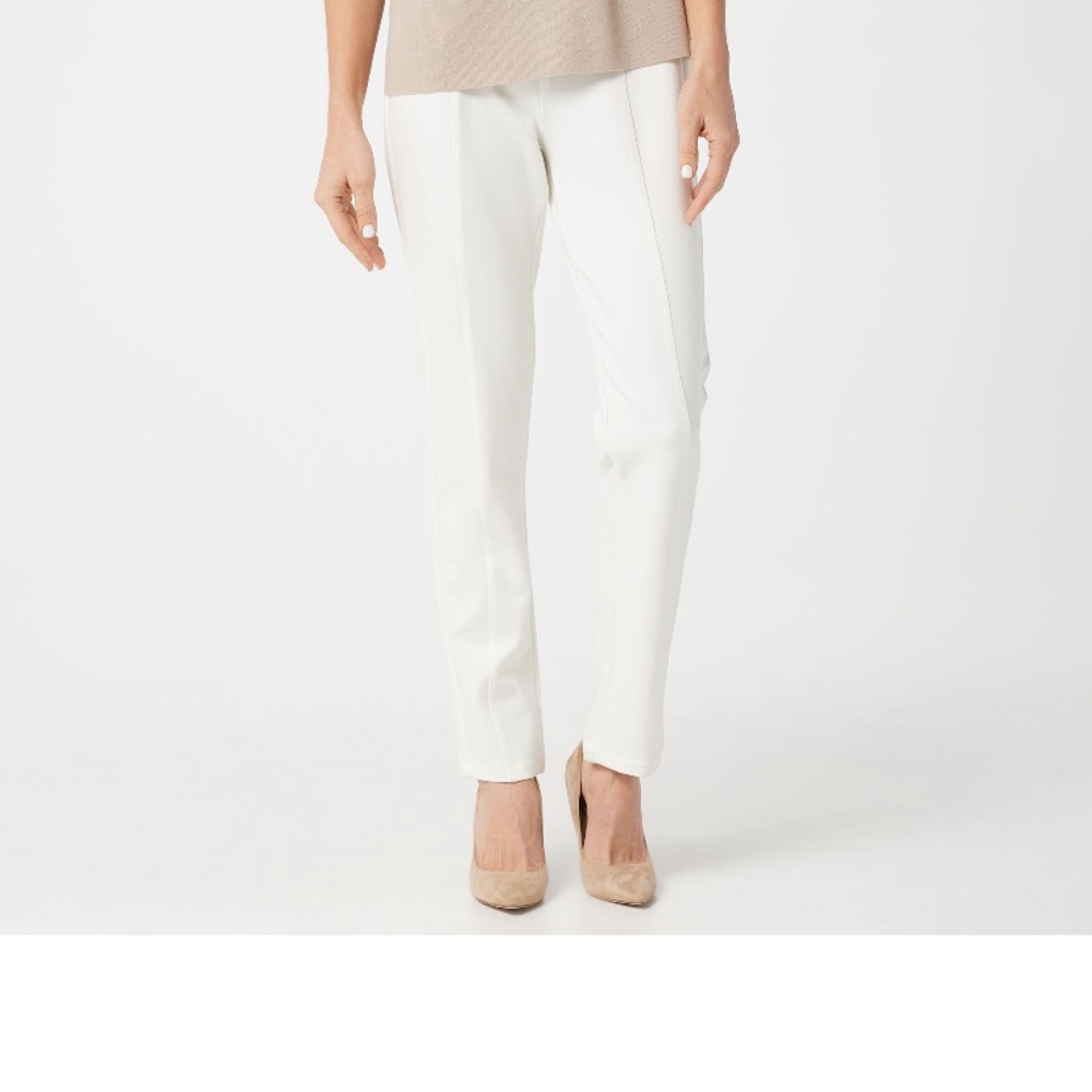 Susan Graver Cream Straight Leg Pants